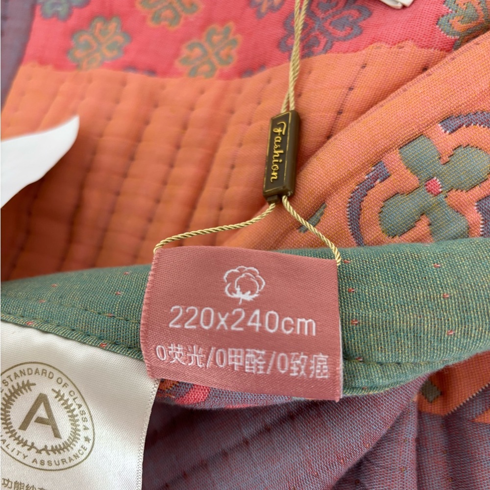 Patchwork Pastel double layer cotton coverlet blanket NWT - Picture 11 of 11